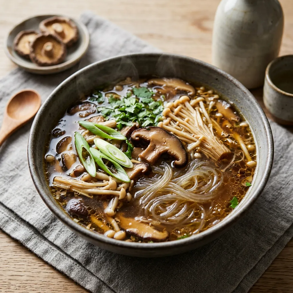 Japanese Enoki and Shiitake Mushroom Soup Recipe