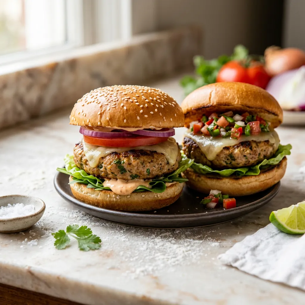 Juicy Baked Turkey Burgers With Garlic