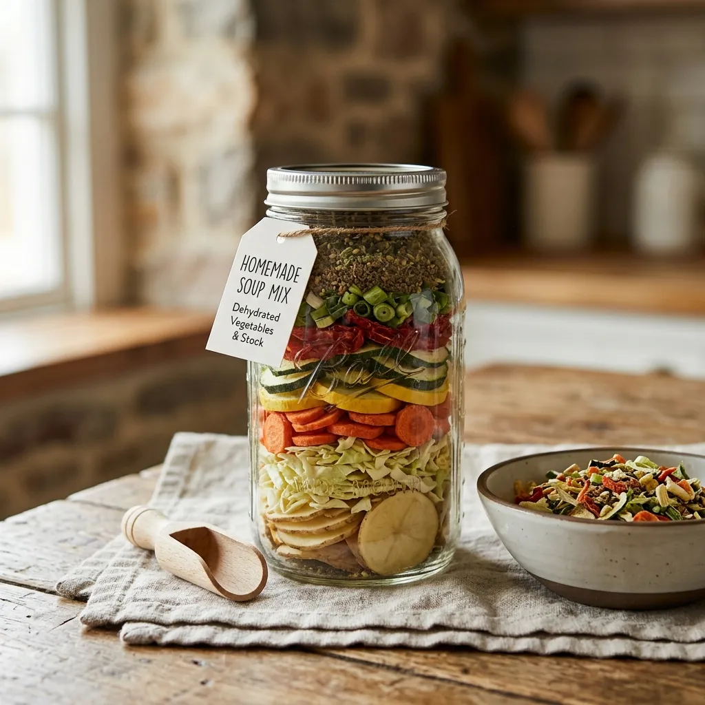 Just-Add-Water Garden Vegetable Soup in a Jar
