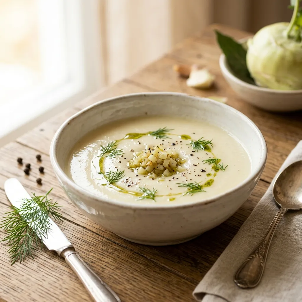 Karalabe Leves: Hungarian Creamy Kohlrabi Soup