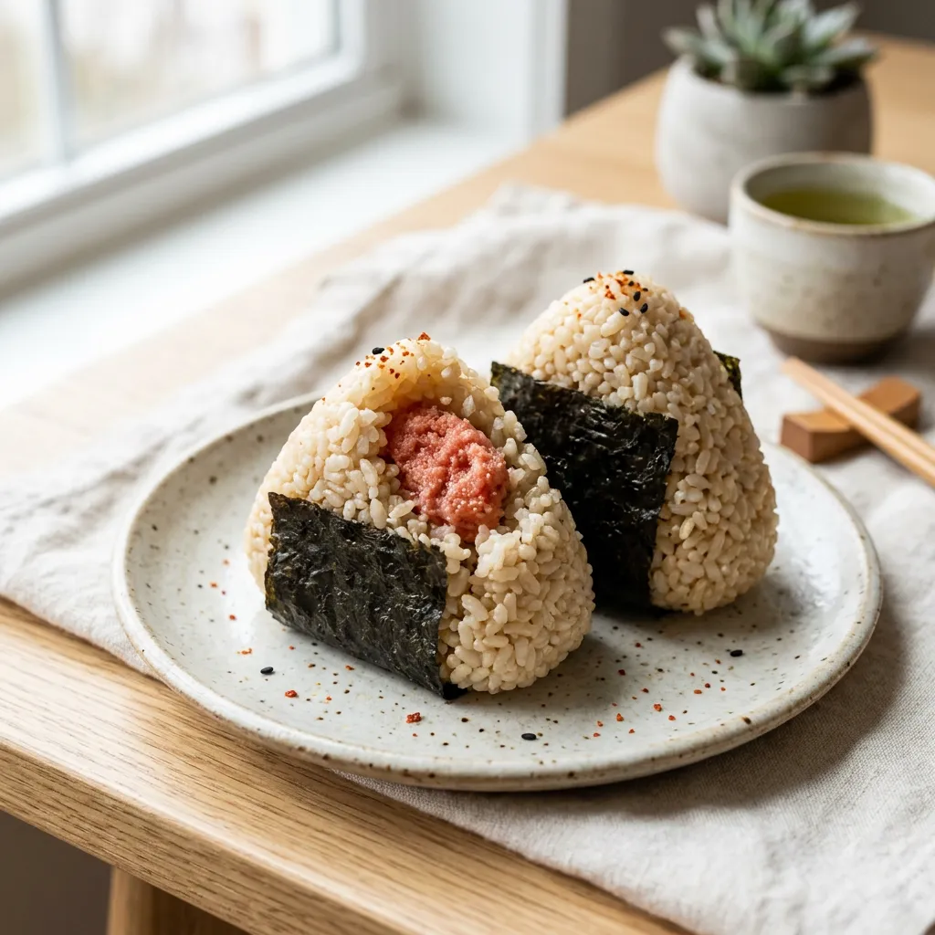Karashi Mentaiko Onigiri (Spicy Cod Roe Rice Ball) Recipe