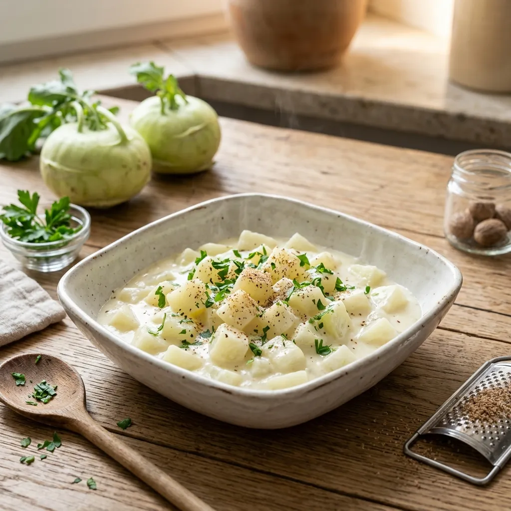 Kohlrabi Side Dish in Creamy Sauce
