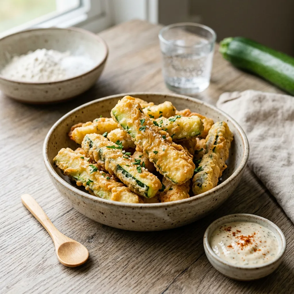 Kolokythakia Tiganita: Batter-Fried Zucchini
