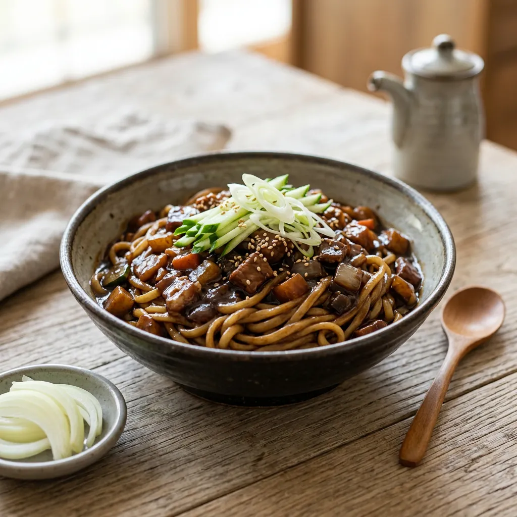 Korean Noodles With Black Bean Sauce Recipe