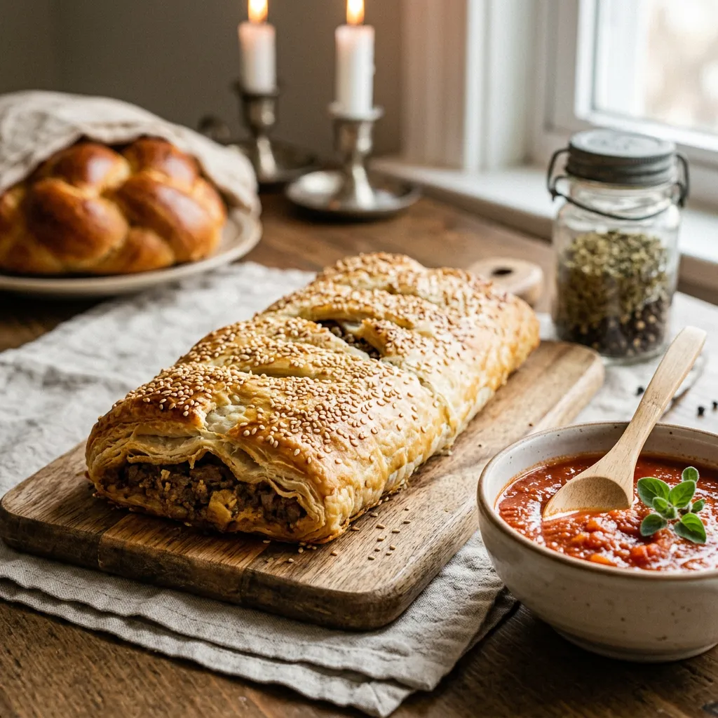 Kosher Puff Pastry Beef Strudel (Meat)