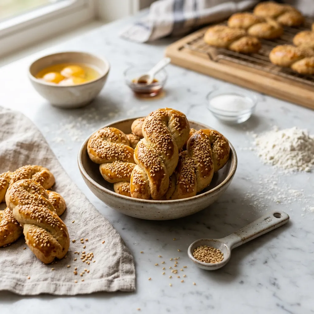 Koulourakia (Greek Butter Cookies With Sesame)
