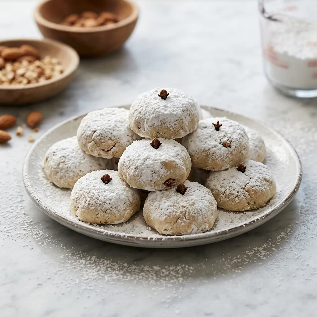 Kourabiethes: Greek Shortbread Cookies With Almonds