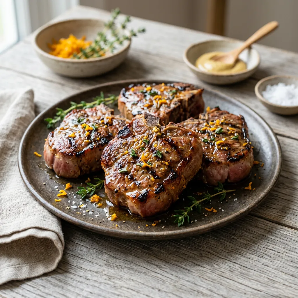 Finished Lamb Chops Dijon Recipe dish