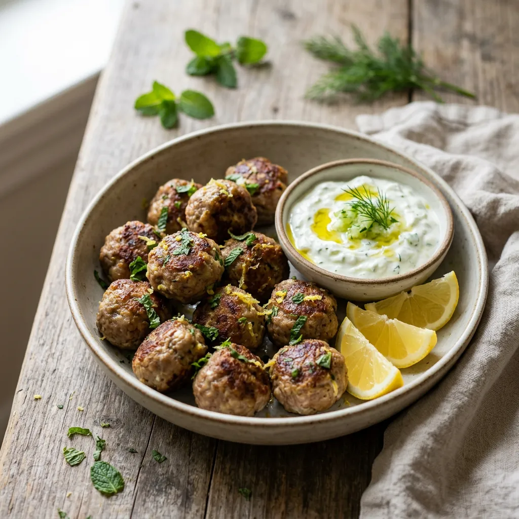 Lamb Meatballs With Tzatziki Sauce