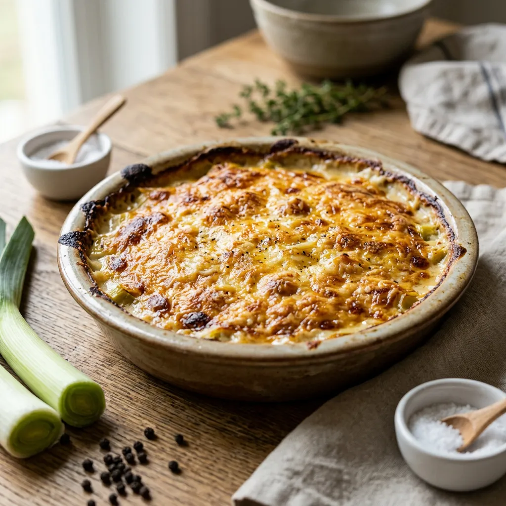 Leek Gratin With Cream and Fontina Cheese Recipe