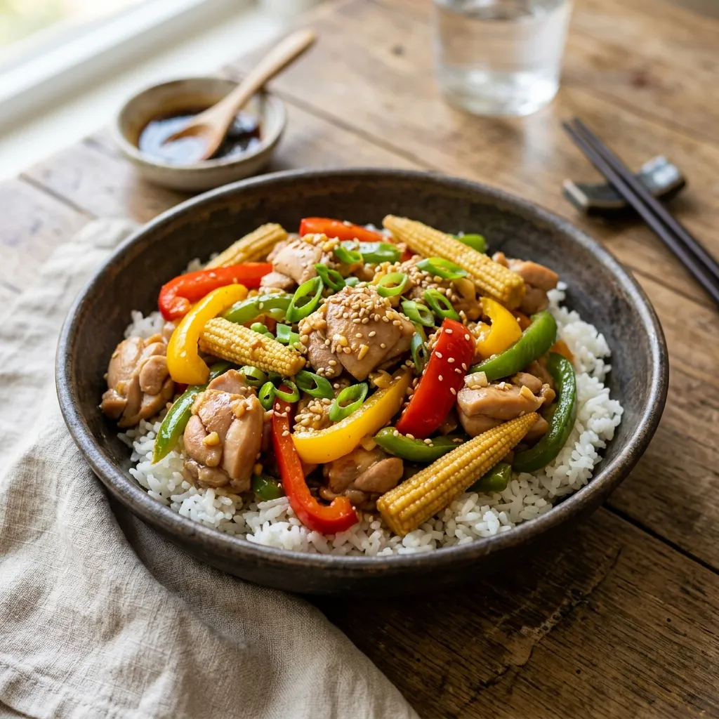 Leftover Chicken Stir-Fry With Bell Peppers