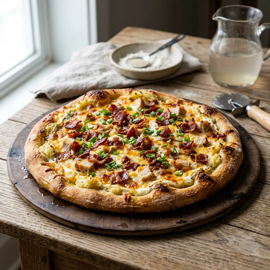Finished Leftover Thanksgiving Turkey Pizza dish