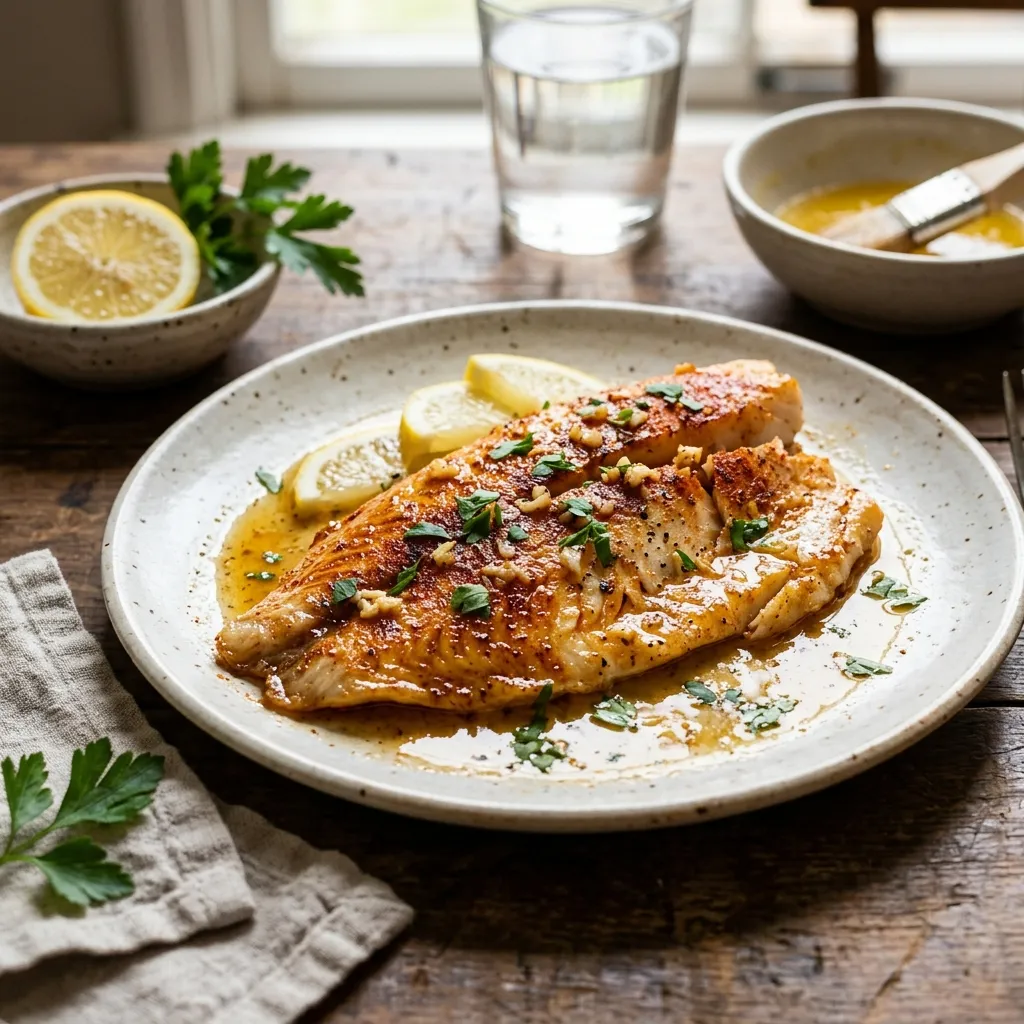Lemon and Butter Broiled Tilapia Fillets