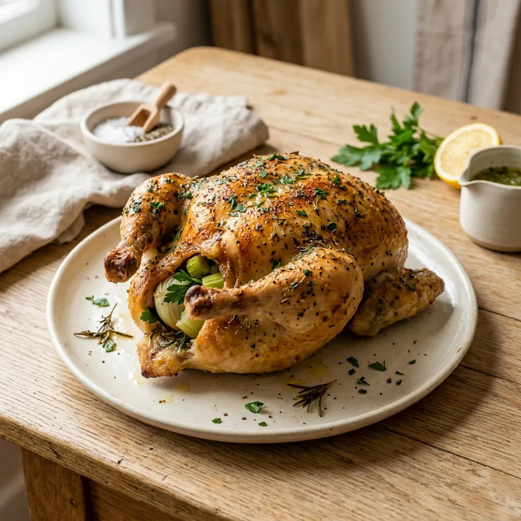 Finished Lemon and Herb Roasted Chicken dish
