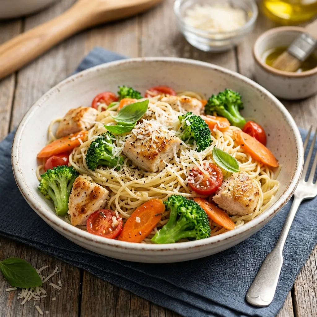 Light and Easy Chicken With Broccoli and Angel Hair Pasta