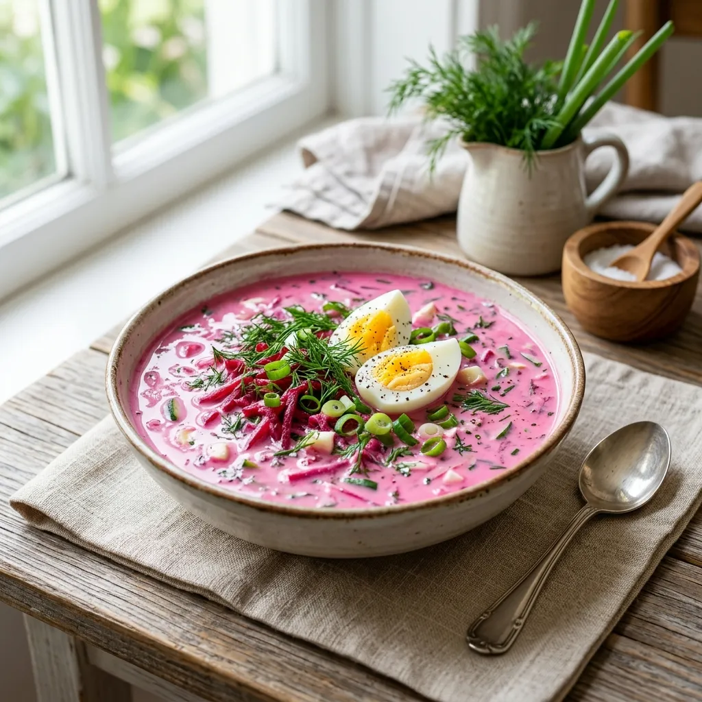 Lithuanian Cold Beet Soup (Saltibarsciai)