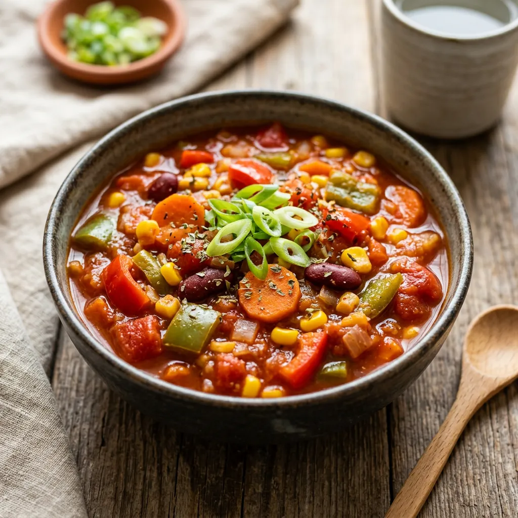 Low-Calorie, Almost Fat-Free Vegetable Chili