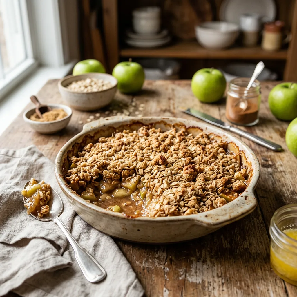Finished Low-Calorie Apple Crisp dish