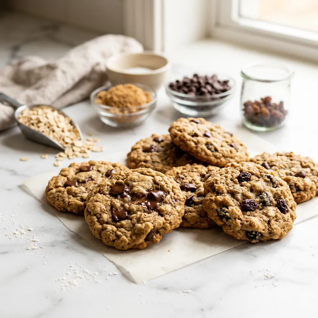 Finished Low-Calorie Chocolate Chip Oatmeal Cookies dish