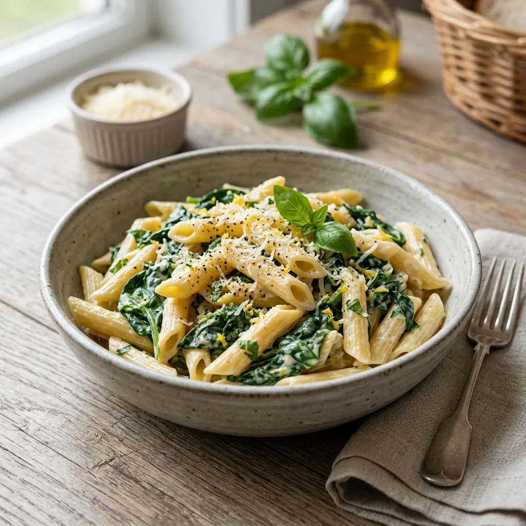 Low-Fat Spinach and Ricotta Pasta