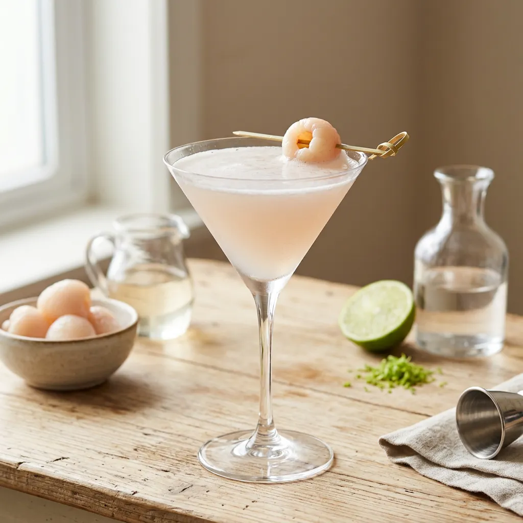 Lychee Martini With Homemade Lychee Liqueur