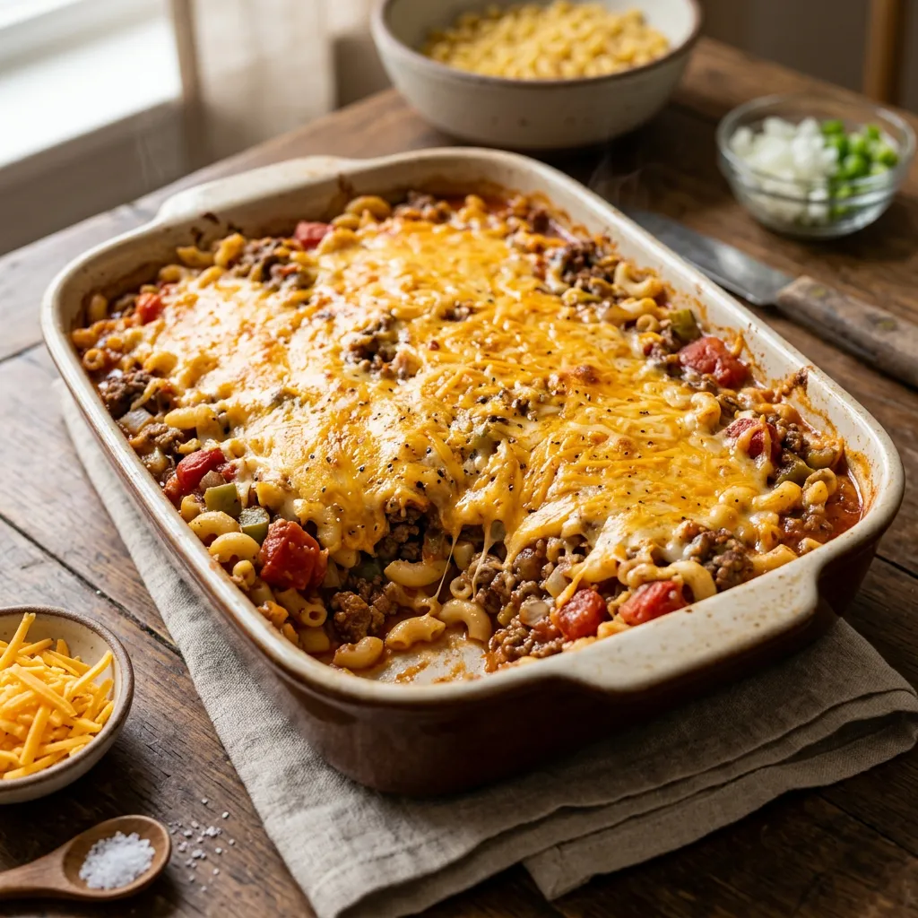 Macaroni and Cheese Casserole With Ground Beef Recipe