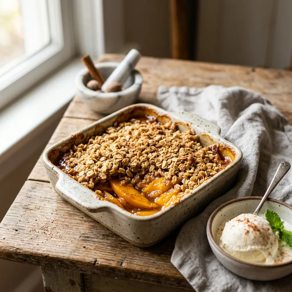 Finished Mango Crisp Dessert dish