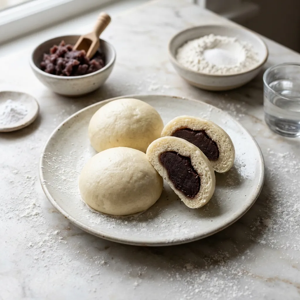 Manju, Japanese Steamed Cake With Sweet Red Bean Filling