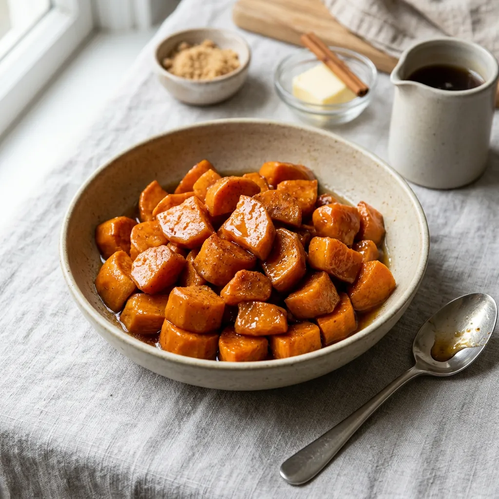 Maple and Brown Sugar Glazed Sweet Potatoes