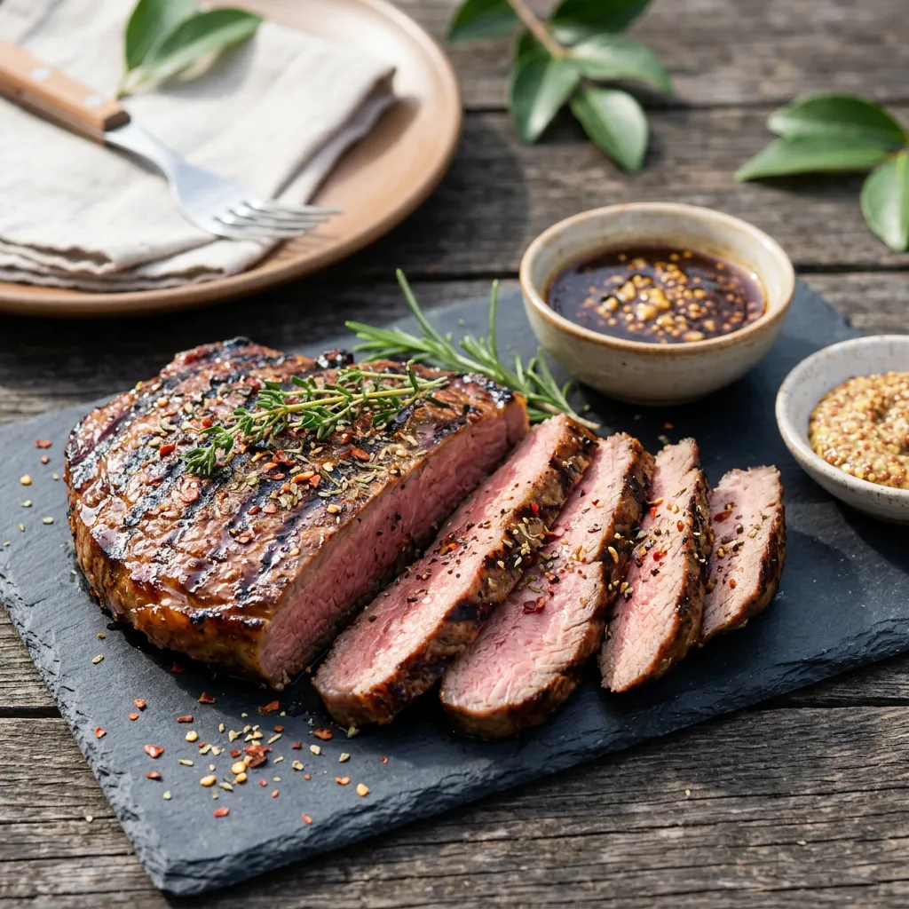 Finished Marinated Top Round Steak dish