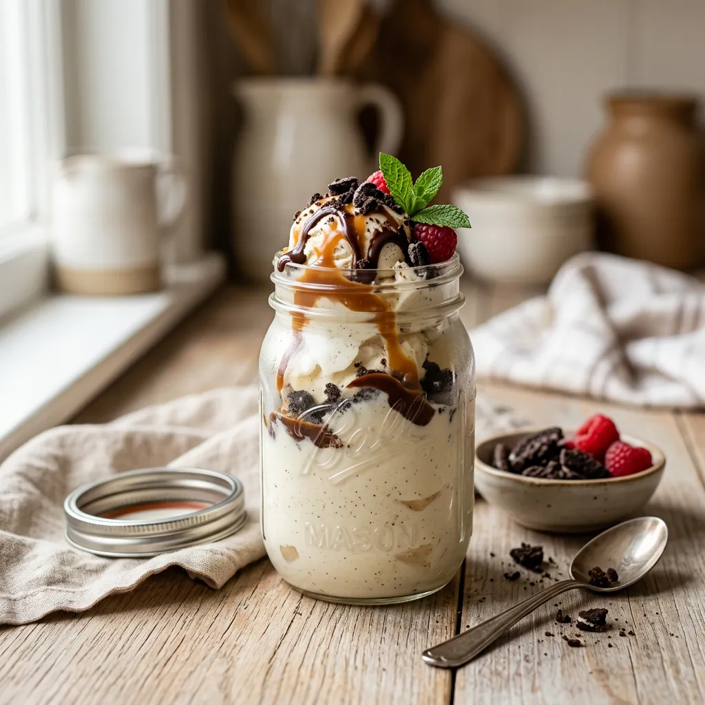 Finished Mason Jar Ice Cream Recipe dish