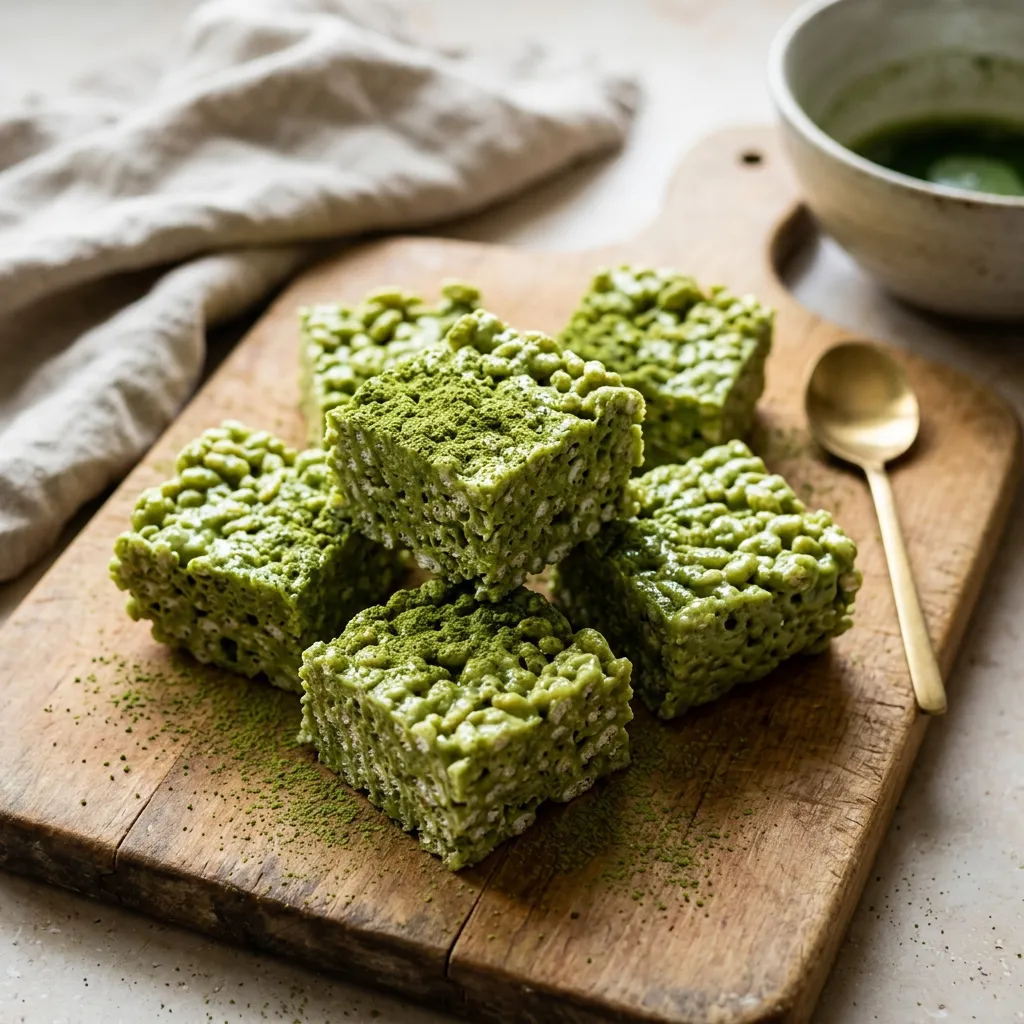 Matcha Rice Krispie Marshmallow Treats Recipe