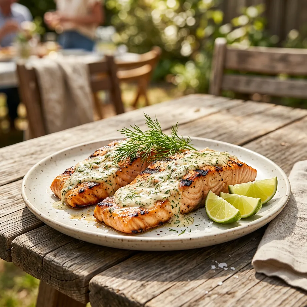 Finished Mayonnaise Grilled Salmon Recipe dish