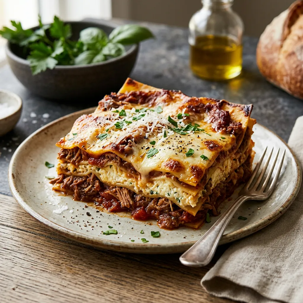 Meat Sauce and Ricotta Lasagna