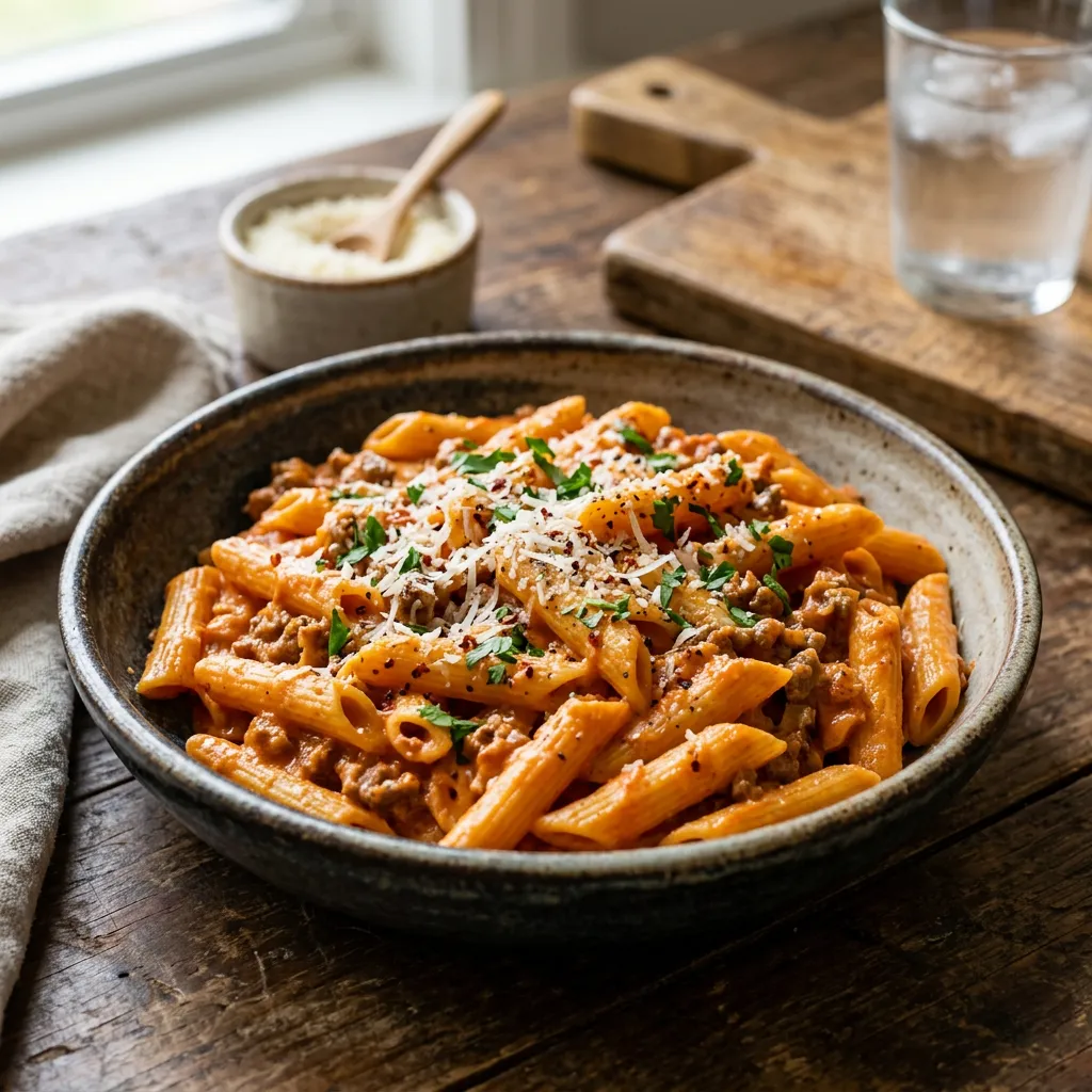 Meaty One-Pot Penne Alla Vodka