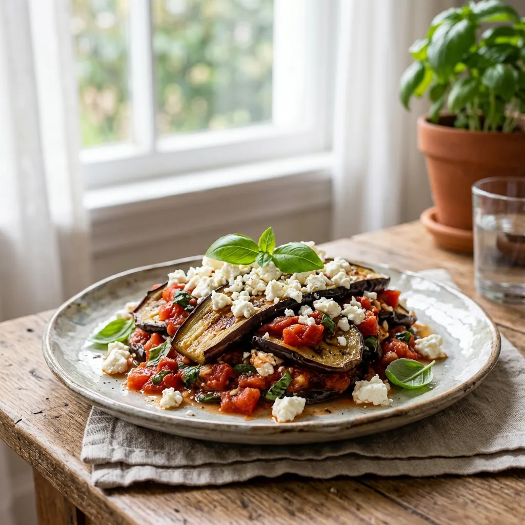 Melitzanes Me Feta: Baked Eggplant With Feta Cheese