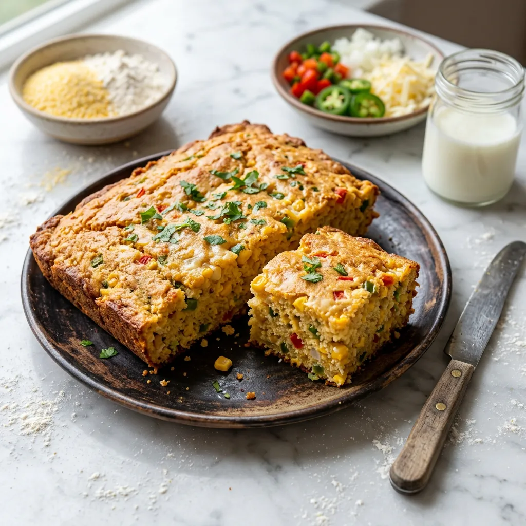 Mexican Cornbread With Corn and Peppers