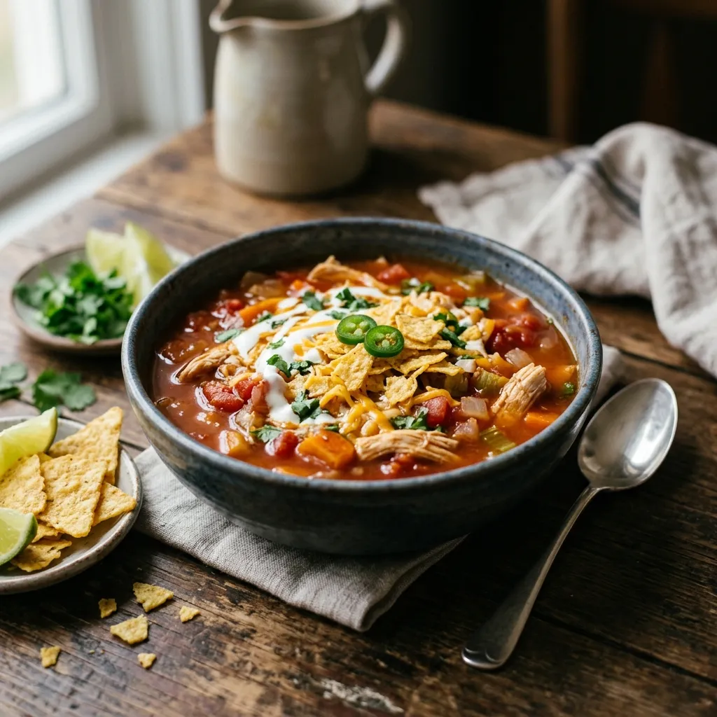 Mexican-Style Shredded Chicken Soup