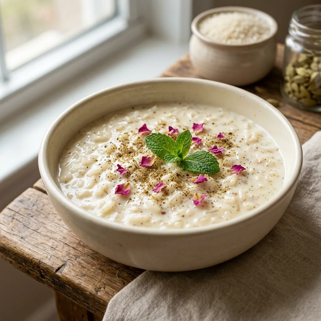 Middle Eastern Rice Pudding With Rose Water