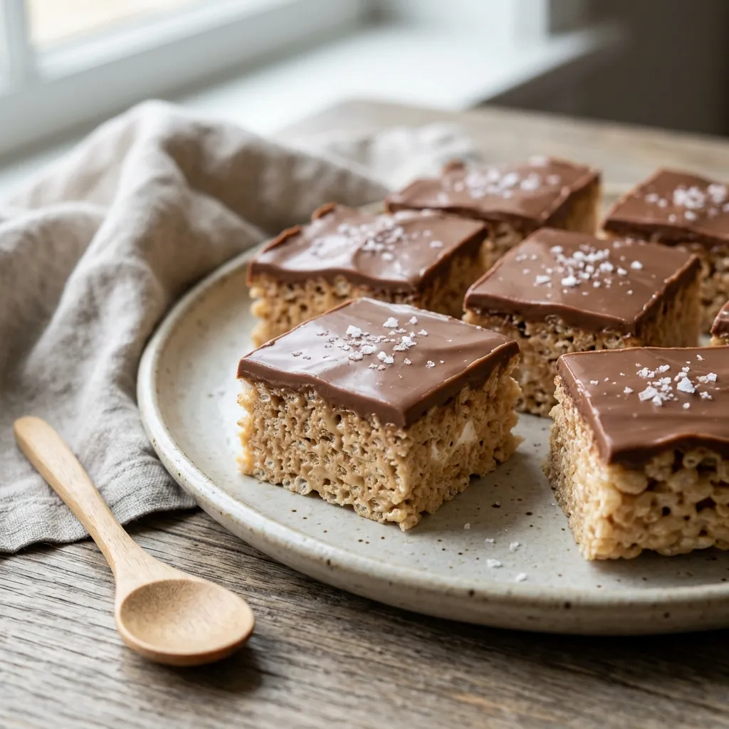 Milk Chocolate Glazed Tahini Rice Krispie Treats