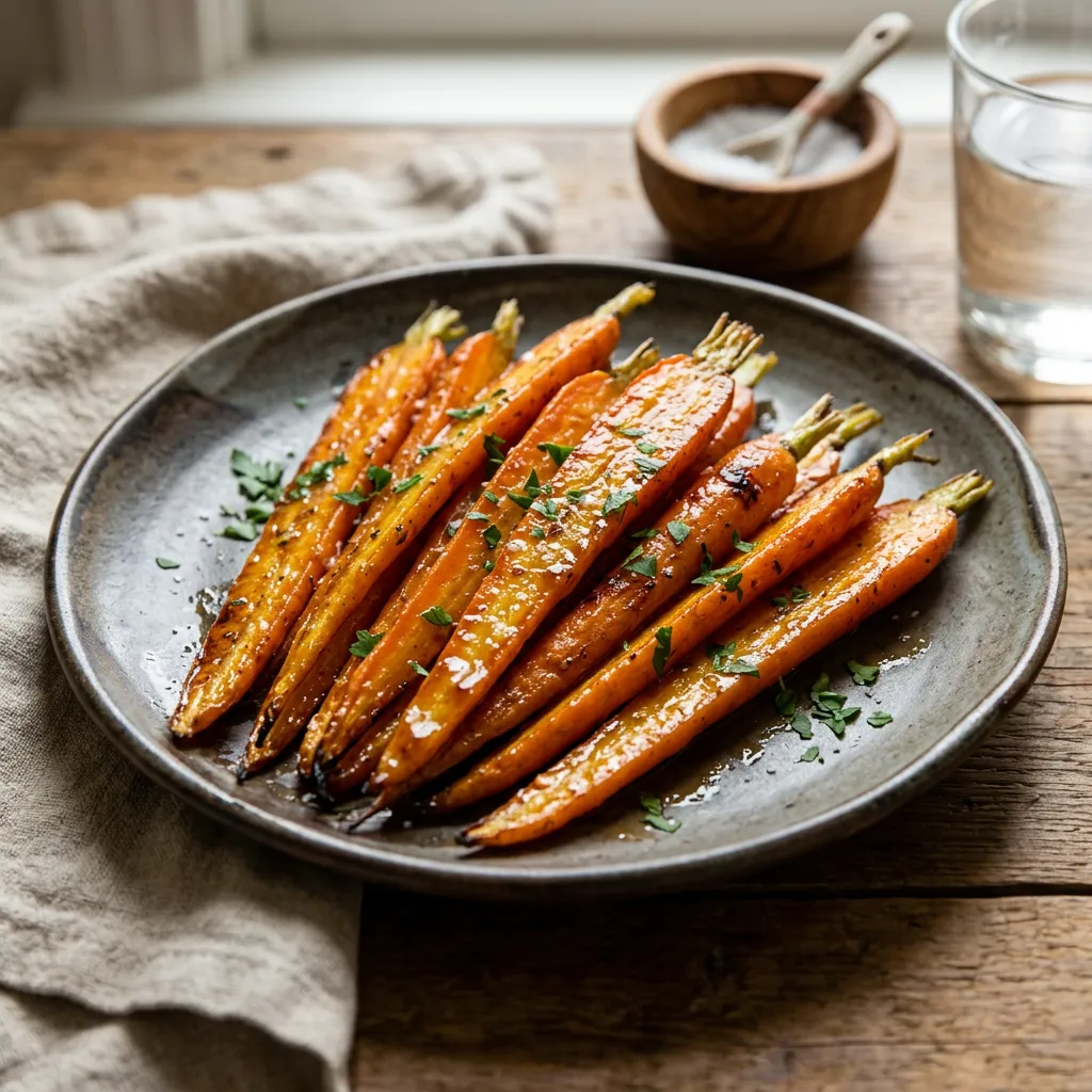 Finished Miso Glazed Carrots dish