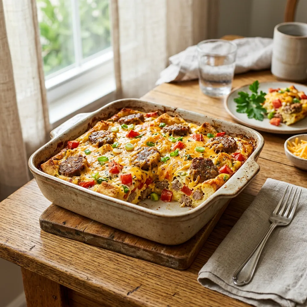 Mississippi Breakfast Casserole With Sausage Patties