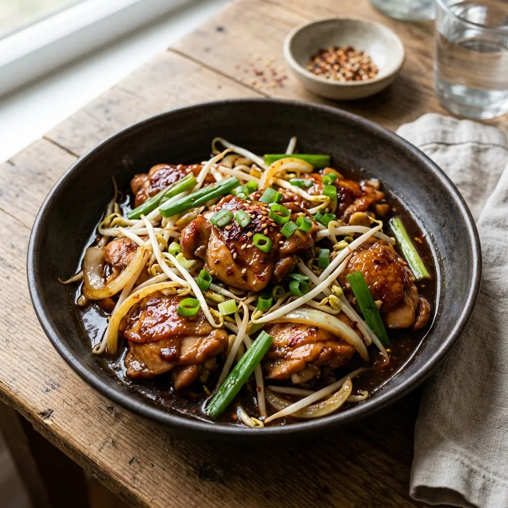 Mongolian Chicken With Mung Bean Sprouts