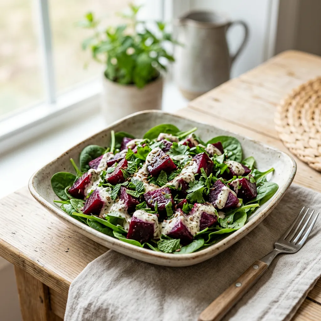 Moroccan Beetroot Salad With Yogurt Dressing