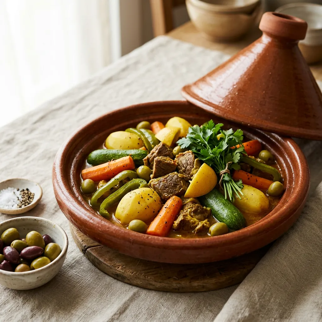 Moroccan Berber Tagine With Lamb or Beef and Vegetables