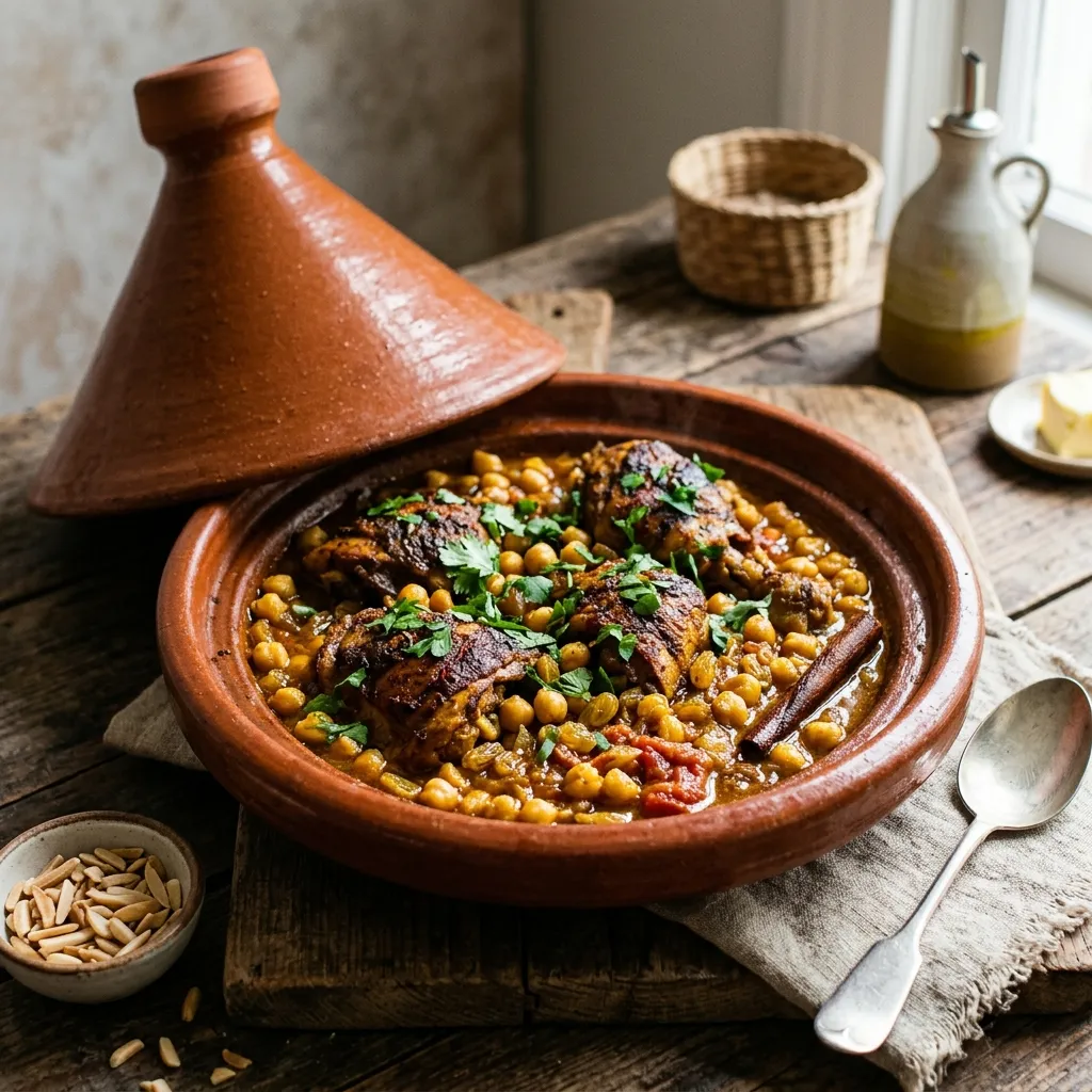 Moroccan Chicken Tagine With Chickpeas and Raisins