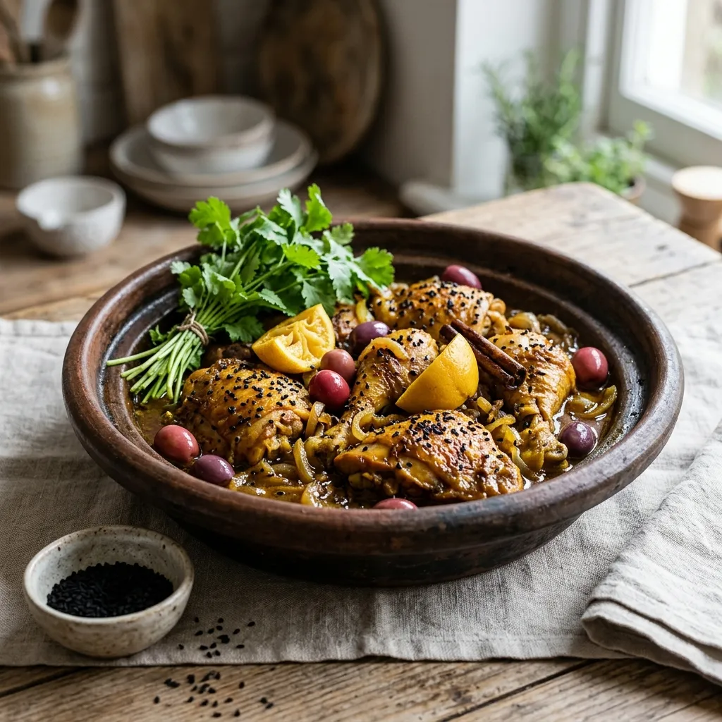 Moroccan Chicken Tagine With Nigella Seeds (Black Seeds or Sanouj)