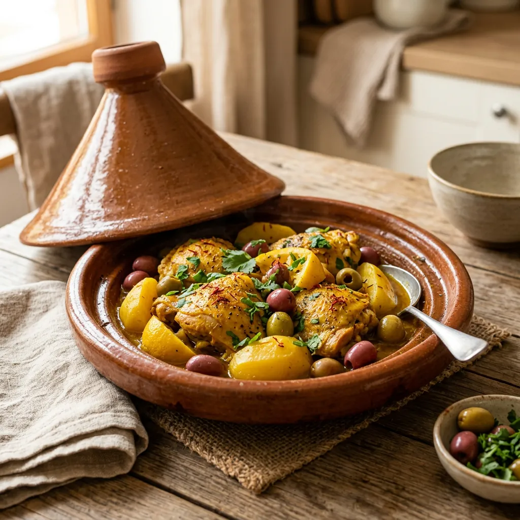 Moroccan Chicken Tagine With Potatoes and Olives Recipe