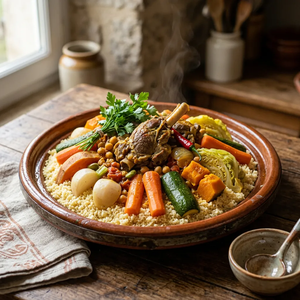 Moroccan Couscous With Meat and Seven Vegetables