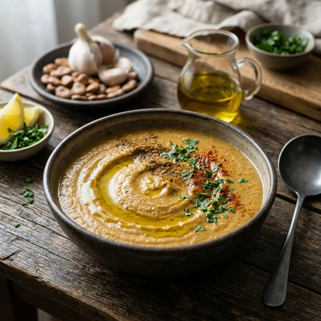 Moroccan Fava Bean (Broad Bean) Dip or Soup (Bessara)